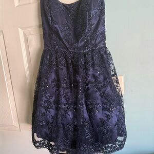 Windsor Midnight Blue Floral Lace Kids Dress